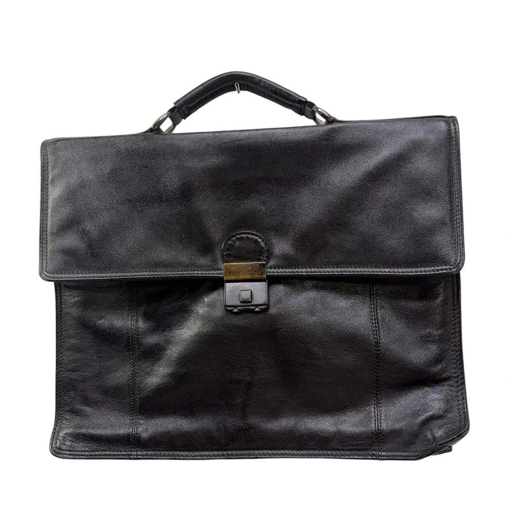 Picard Jet 2001 Vintage‎ West Germany Black Leather Briefcase Professional Bag